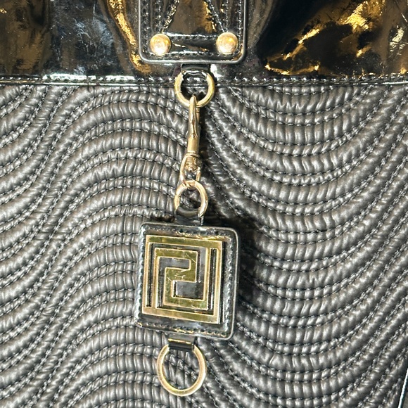 Versace Parfums Large Tote Bag in Black Patent Leather - Picture 3 of 7